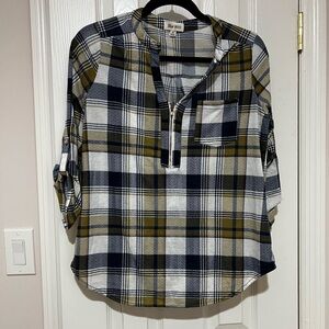 Blue Bird M Plaid Shirt - Black, White, and Yellow